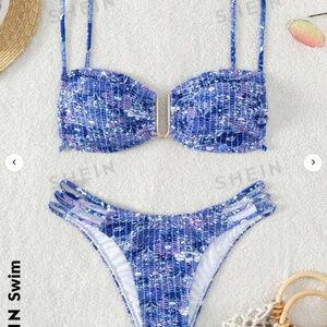SHEIN Bikini Set - Purple Smocked Floral